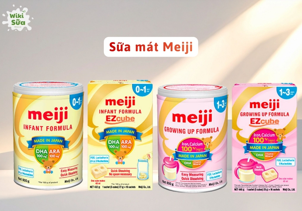 Sữa mát Meiji là dòng sữa cao cấp nổi tiếng với vị nhạt, thanh, hương vị gần giống sữa mẹ, đặc biệt tốt cho hệ tiêu hóa, chống táo bón và giúp bé phát triển
