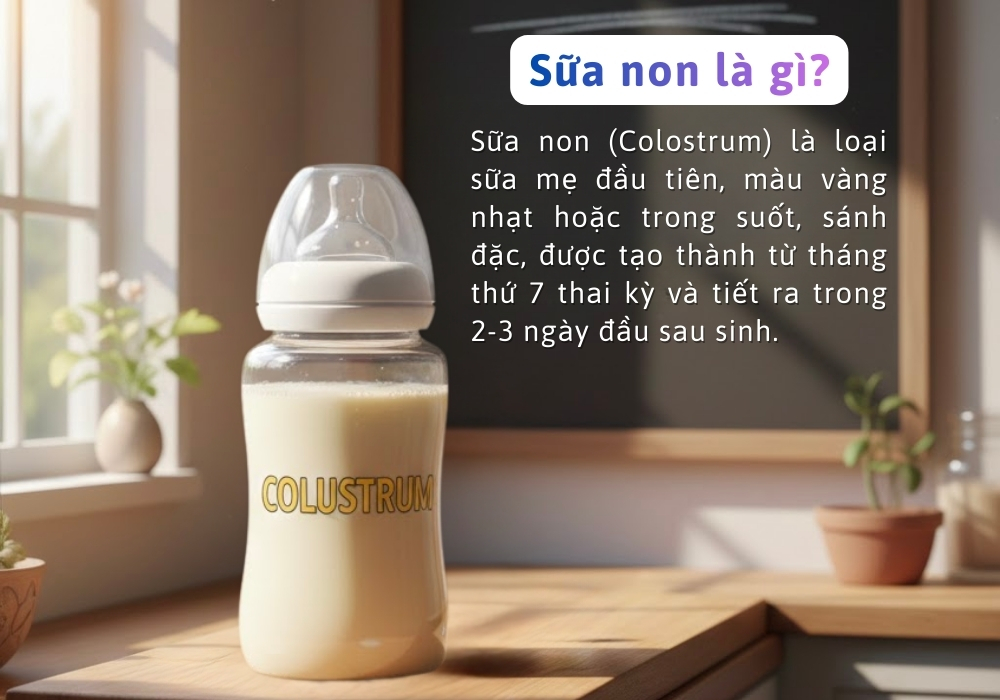 Sữa non (Colostrum) là sữa mẹ đầu tiên, màu vàng, sánh đặc xuất hiện từ tháng thứ 7 thai kỳ và tiết ra 2–3 ngày đầu sau sinh
