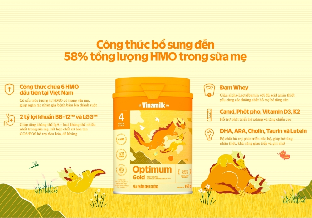 Sữa Optimum Gold chuyên hỗ trợ tiêu hóa, đột phá với 6 HMO đầu tiên tại Việt Nam.