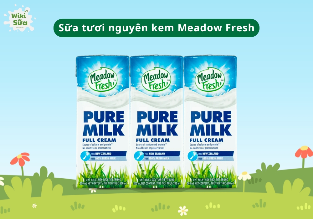 Sữa tươi nguyên kem Meadow Fresh giàu canxi và vitamin, giúp bé cao lớn và khỏe mạnh từ bên trong