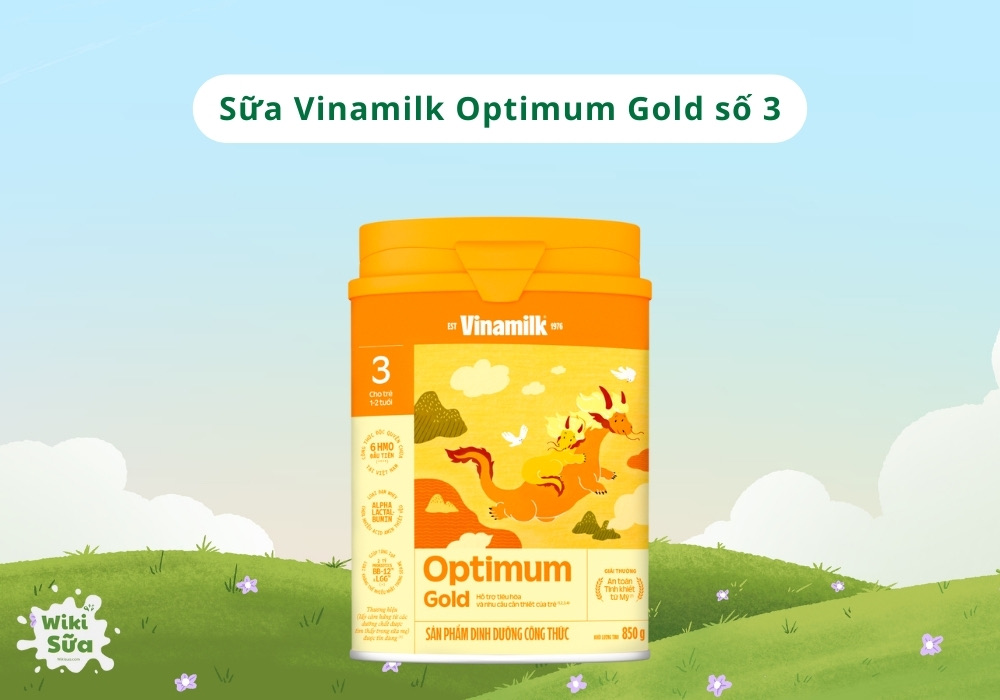Sữa bột Vinamilk Optimum Gold số 3 cho bé 1–2 tuổi.