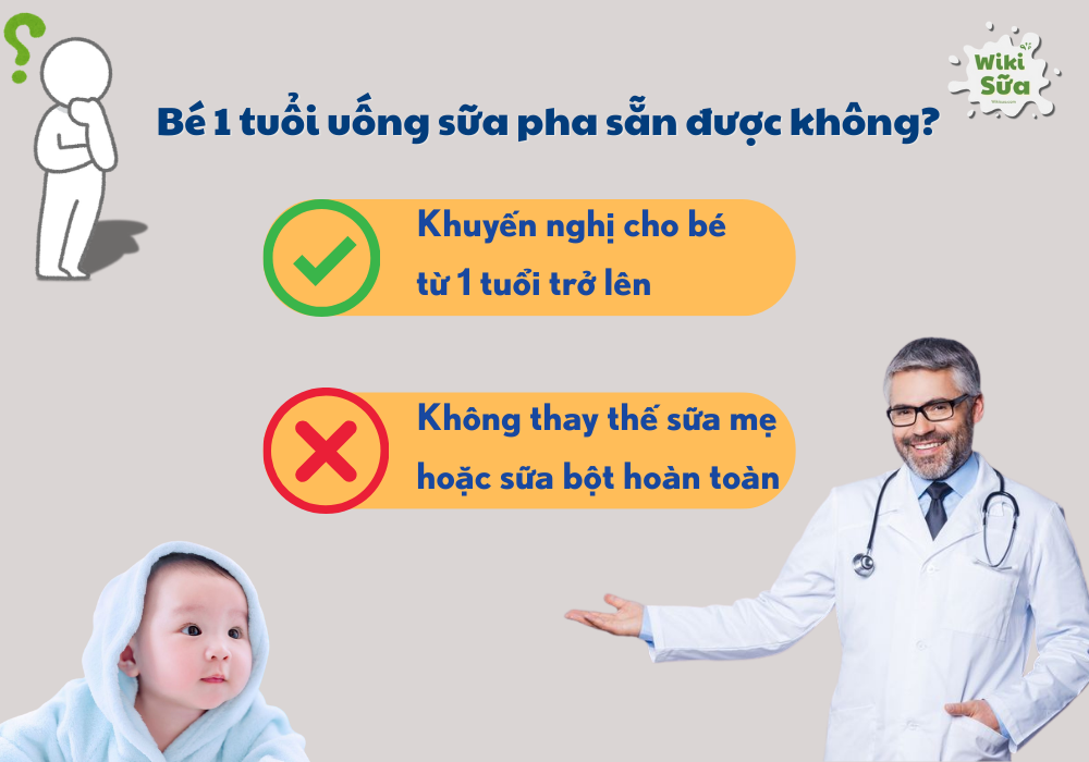 Giải đáp bé 1 tuổi uống sữa pha sẵn được không theo khuyến nghị dinh dưỡng