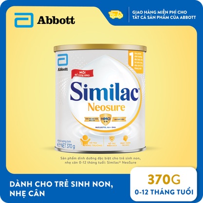 Sữa Similac Neosure lon 370g cho trẻ sinh non từ 0–12 tháng tuổi.