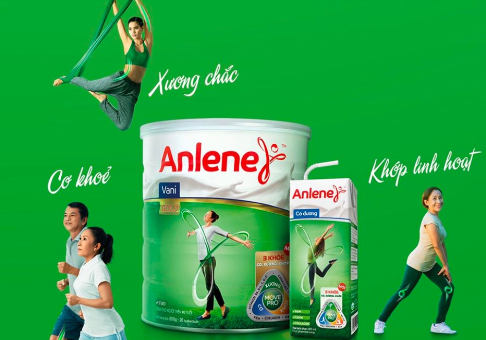 Sữa Anlene giúp chắc khỏe xương, phòng ngừa loãng xương và giảm đau nhức khớp, đặc biệt hiệu quả với người trên 40 tuổi.