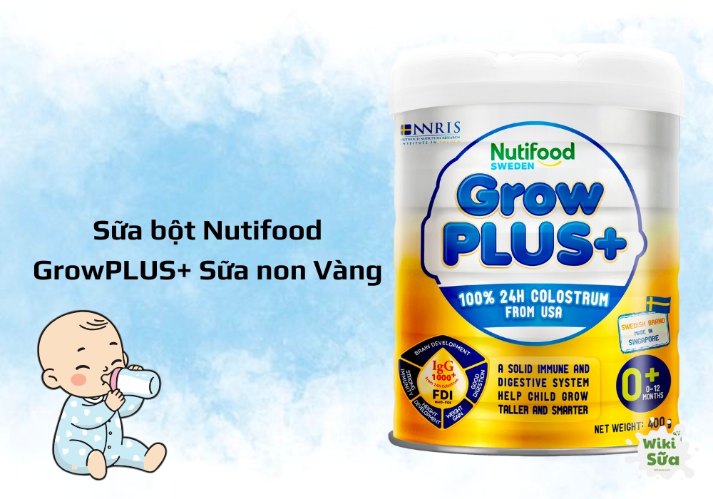 Nutifood GrowPLUS+ Sữa non Vàng 0+ là dòng sữa phù hợp với thể trạng trẻ sơ sinh.