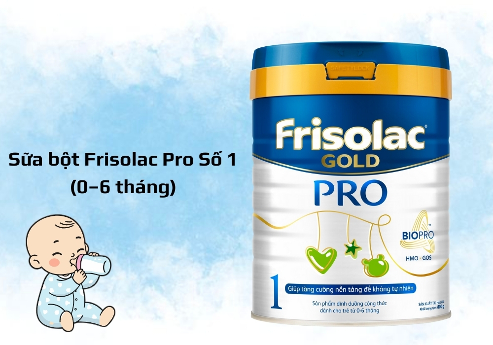 Sữa Frisolac Pro 1 là dòng sữa công thức cao cấp dành cho trẻ sơ sinh từ 0–6 tháng tuổi.