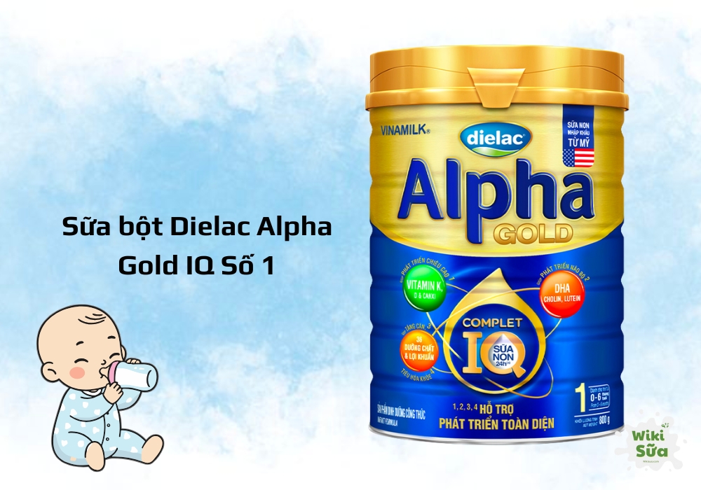 Sữa bột Dielac Alpha Gold IQ Số 1 dành cho trẻ sơ sinh từ 0–6 tháng tuổi.