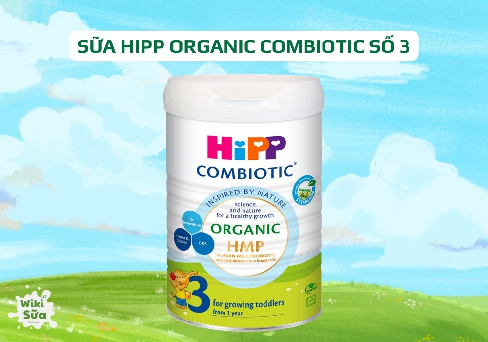 Sữa HiPP Organic Combiotic số 3 dành cho trẻ từ 1-3 tuổi với công thức kết hợp lợi khuẩn HMP và chất xơ GOS, giúp hỗ trợ tiêu hóa khỏe mạnh, giảm táo bón và tăng cường sức đề kháng.