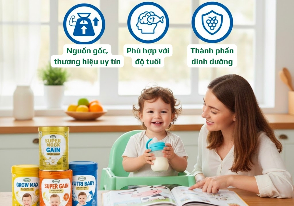 Việc lựa chọn sữa tăng cân phù hợp cho bé 2 tuổi giúp bé tăng cân khỏe mạnh, bền vững trong giai đoạn 1–3 tuổi.