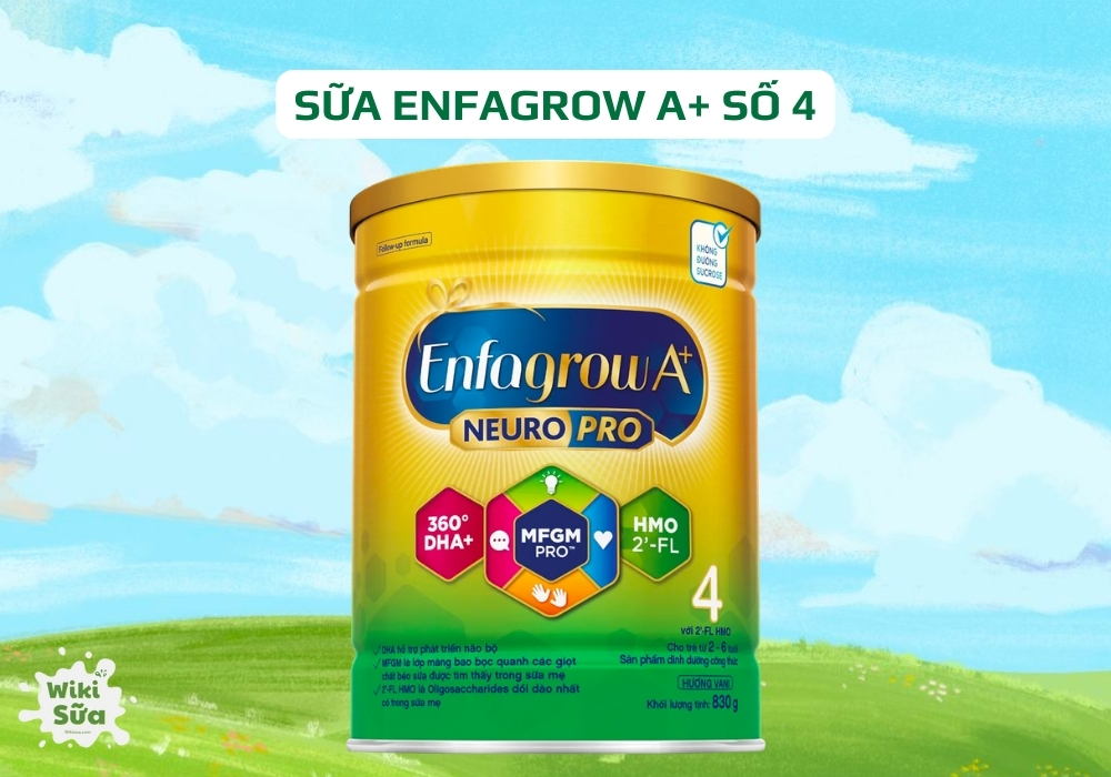 Sữa Enfagrow A+ 4 là sản phẩm dinh dưỡng cho trẻ từ 2-6 tuổi với công thức bổ sung MFGM, DHA, ARA, Choline và các vi chất thiết yếu.