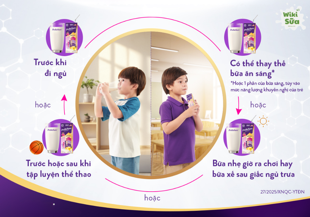 Thời điểm trong ngày để bổ sung sữa PediaSure cho trẻ