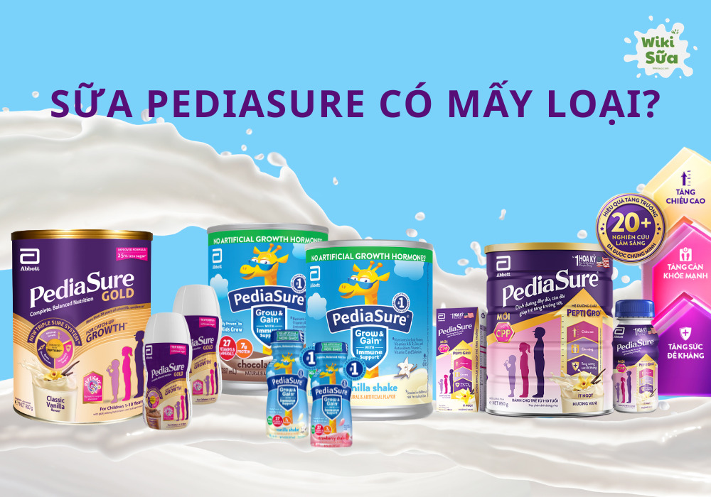 Sữa PediaSure có 3 loại theo nguồn gốc xuất xứ và 2 dạng quy cách đóng gói