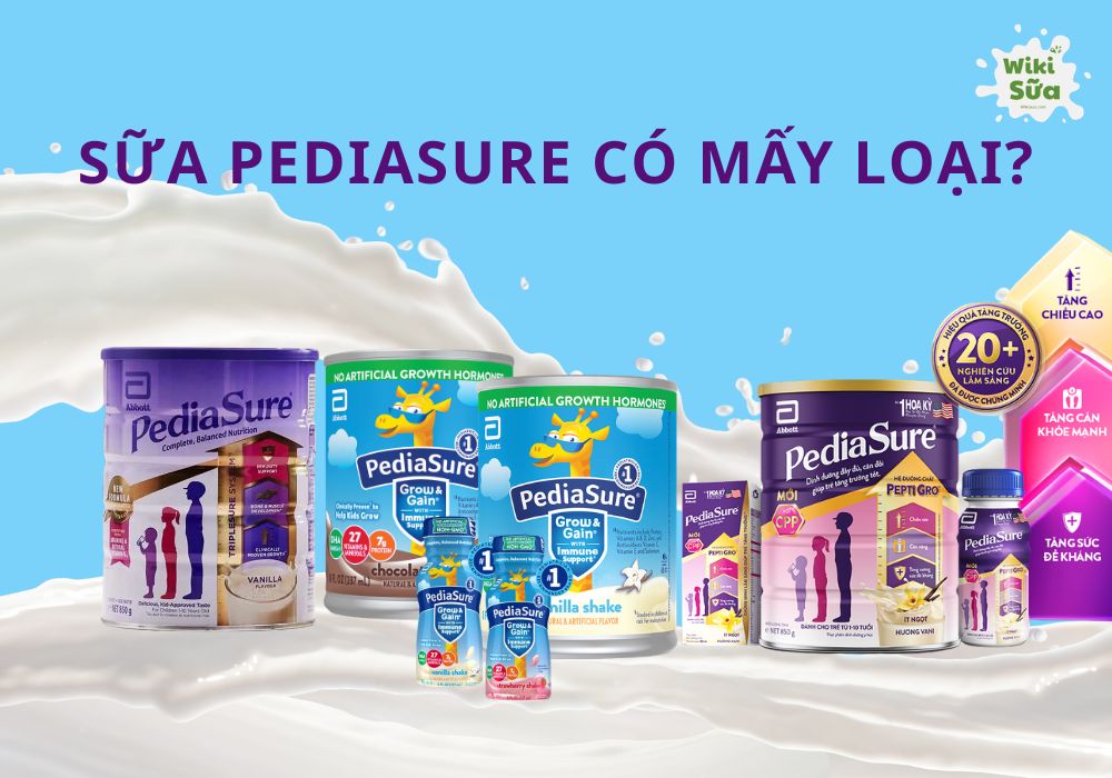 Sữa PediaSure có 3 loại theo nguồn gốc xuất xứ và 2 dạng quy cách đóng gói