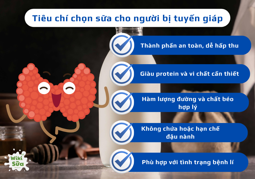 tiêu chí chọn sữa khi bị tuyến giáp