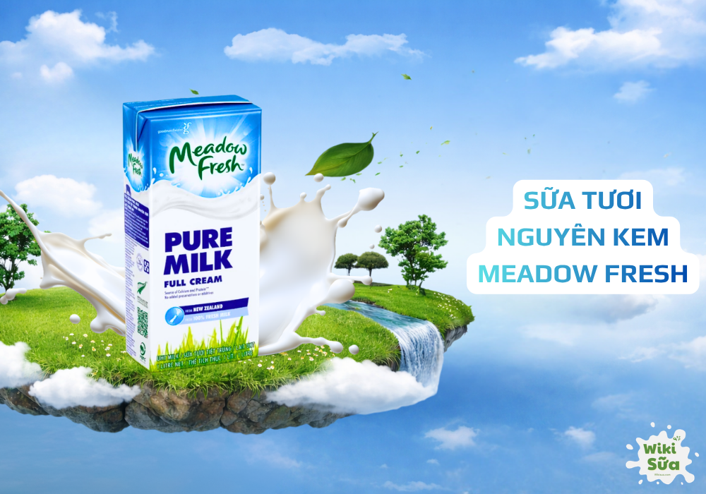 Sữa tươi nguyên kem Meadow Fresh – giàu chất béo tự nhiên, giúp mẹ sau sinh mổ tăng cường thể lực. 