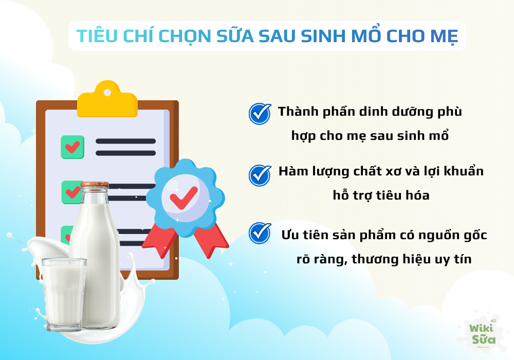 Tiêu chí chọn sữa sau sinh mổ cho mẹ