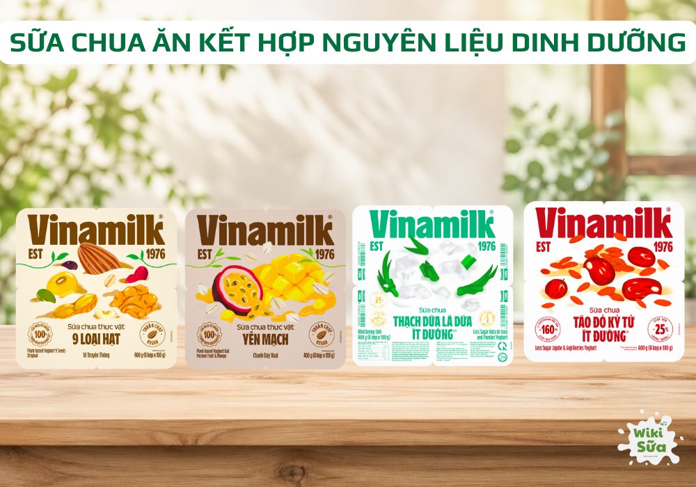 sữa chua ăn vinamilk kết hợp nguyên liệu dinh dưỡng