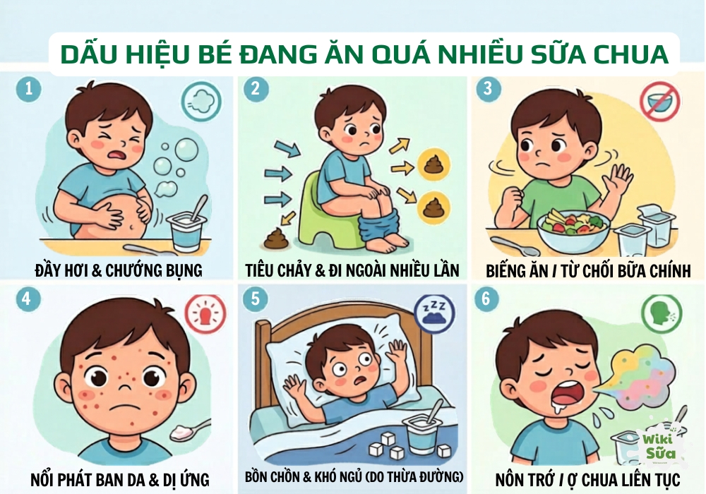 dấu hiệu bé ăn nhiều sữa chua