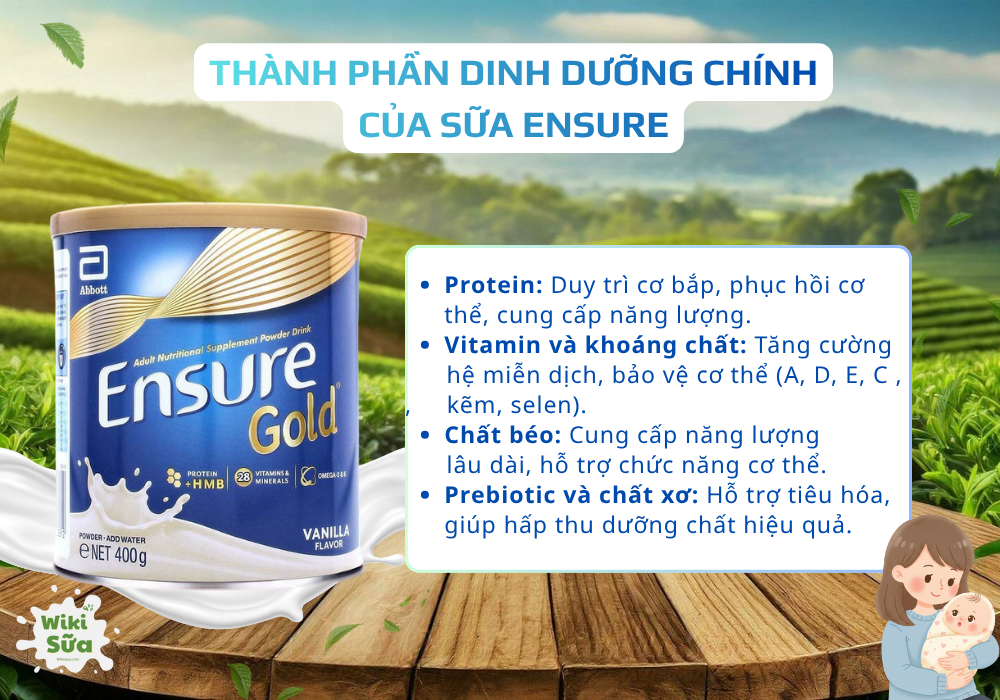 Thành phần dinh dưỡng chính của sữa Ensure
