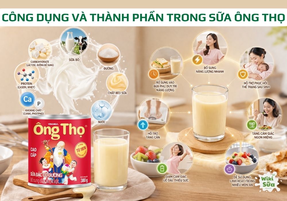 công dụng và thành phần trong sữa ông thọ