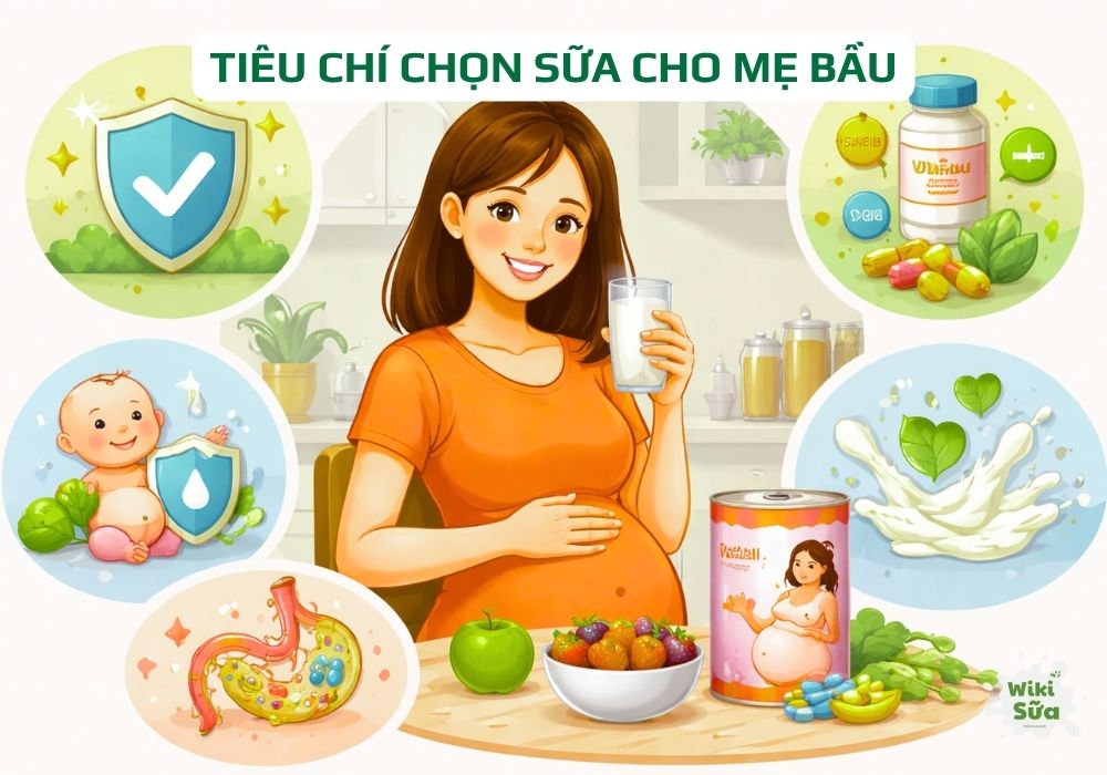 tiêu chí chọn sữa cho mẹ bầu giúp mẹ bổ sung dinh dưỡng