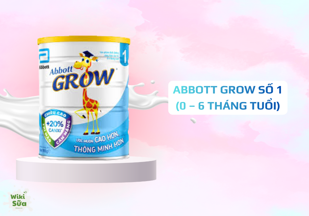 Abbott Grow số 1 – công thức giàu DHA, GOS và vitamin, phù hợp cho trẻ từ 0–6 tháng tuổi.