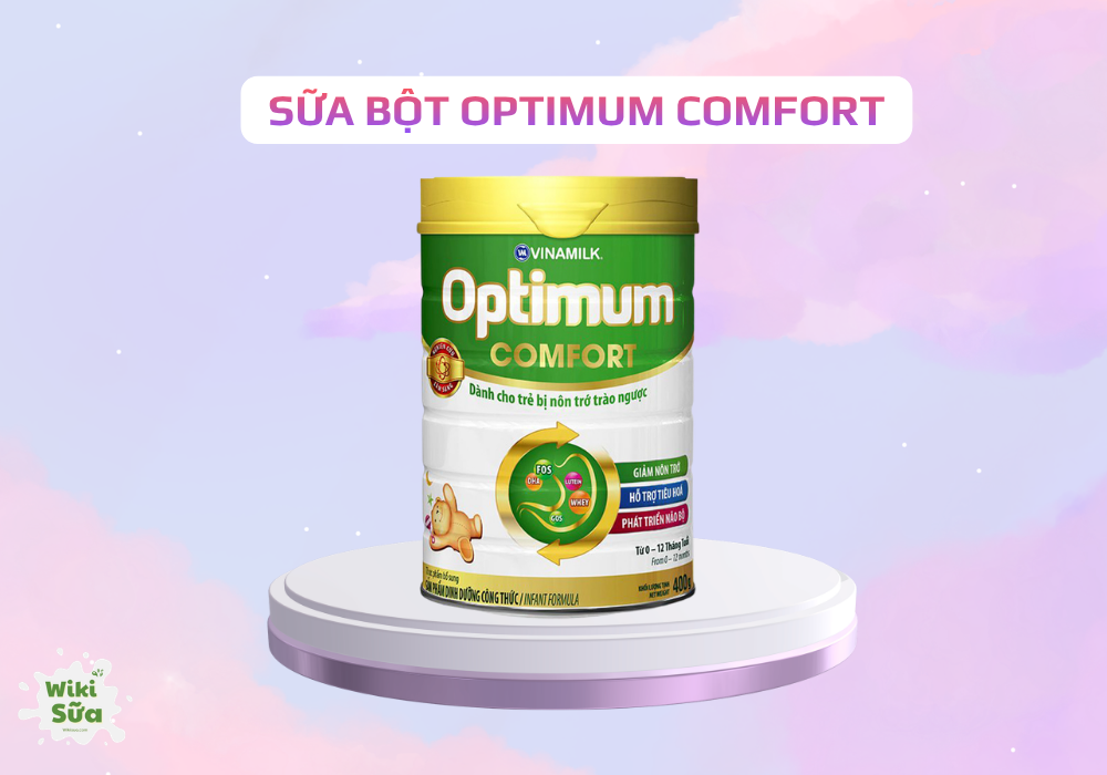 Sữa bột Optimum Comfort – đạm thủy phân giúp giảm nôn trớ, hỗ trợ tiêu hóa cho bé nhạy cảm. 