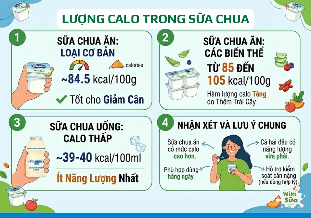 lượng calo trong sữa chua vinamilk