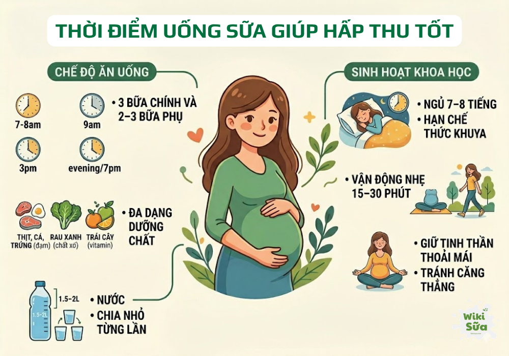 Thời điểm uống sữa trong ngày giúp mẹ bầu hấp thu dinh dưỡng tốt hơn