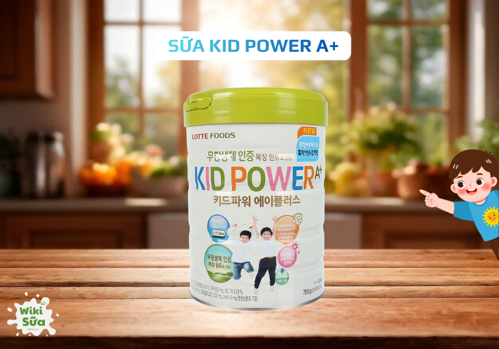 Sữa Kid Power A+ – CPP kết hợp DHA giúp trẻ 5 tuổi phát triển chiều cao và trí não. (Nguồn: Wiki Sữa)