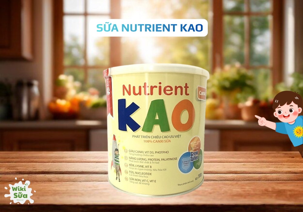 Sữa Nutrient KAO – bổ sung enzyme tiêu hóa giúp trẻ 5 tuổi ăn ngon và tăng cân hiệu quả. 