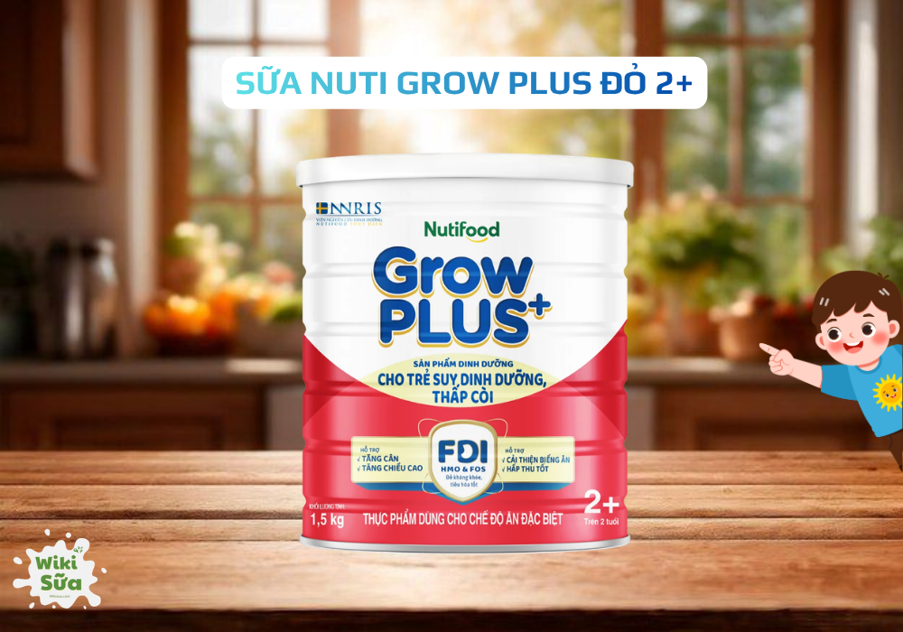Sữa Nuti Grow Plus đỏ 2+ với công thức FDI giúp trẻ 5 tuổi tăng cân và cải thiện thể trạng