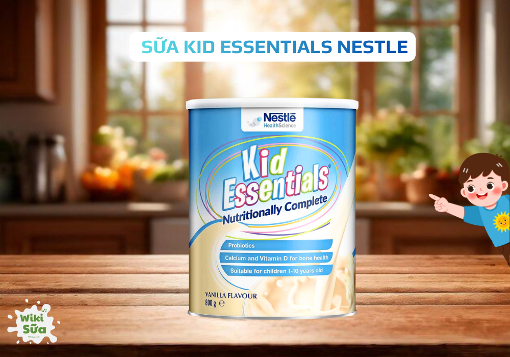 Sữa Kid Essentials Nestlé – năng lượng cao kết hợp lợi khuẩn giúp trẻ 5 tuổi tăng cân và hấp thu tốt.