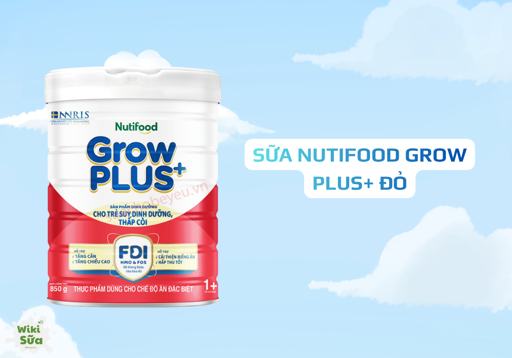 Sữa Nutifood Grow PLUS+ đỏ – giàu MCT, HMO và lysine hỗ trợ tăng cân, tăng chiều cao và cải thiện thể trạng