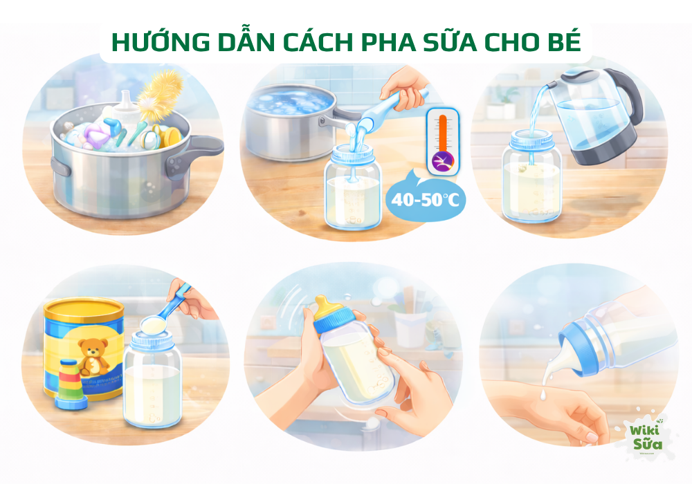 Hướng dẫn pha sữa cho bé đúng cách, dễ tiêu hóa 