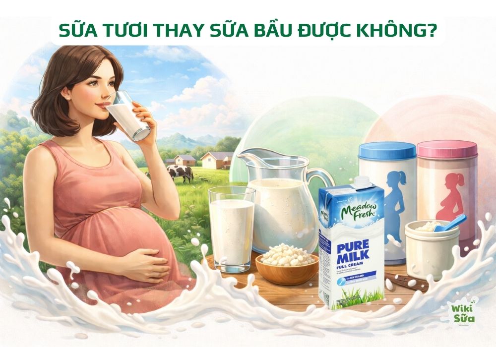 mẹ bầu uống sữa tươi thay sữa bầu