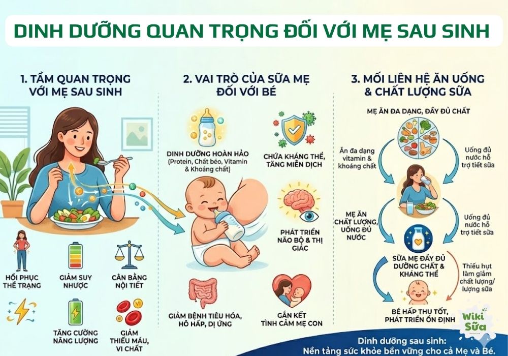 Dinh dưỡng sau sinh và ảnh hưởng đến sữa mẹ