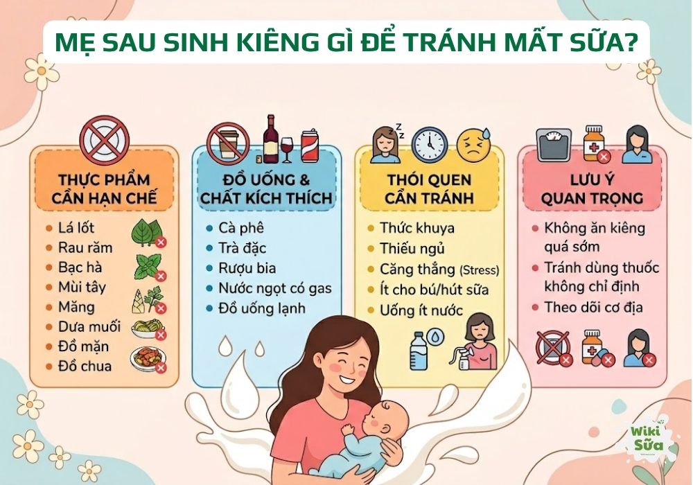 Mẹ sau sinh nên kiêng gì để tránh mất sữa