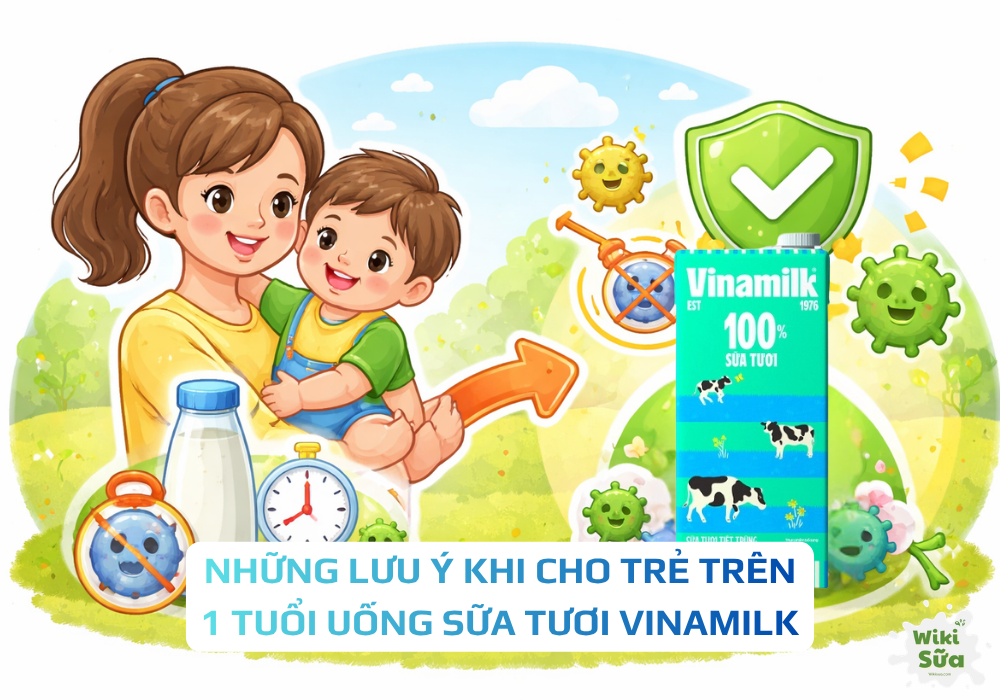 Những lưu ý khi cho trẻ trên 1 tuổi uống sữa tươi Vinamilk