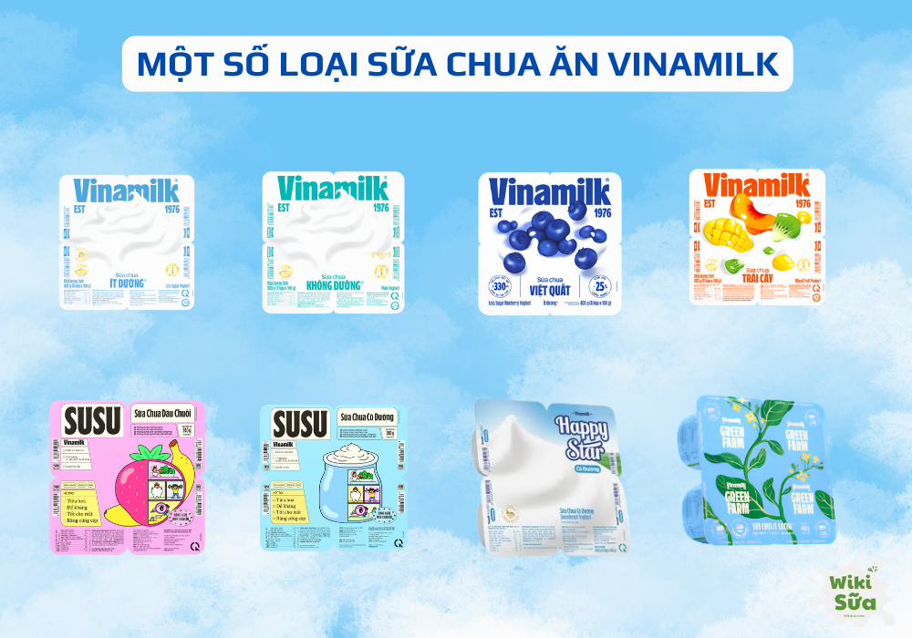 Một số loại sữa chua ăn Vinamilk 