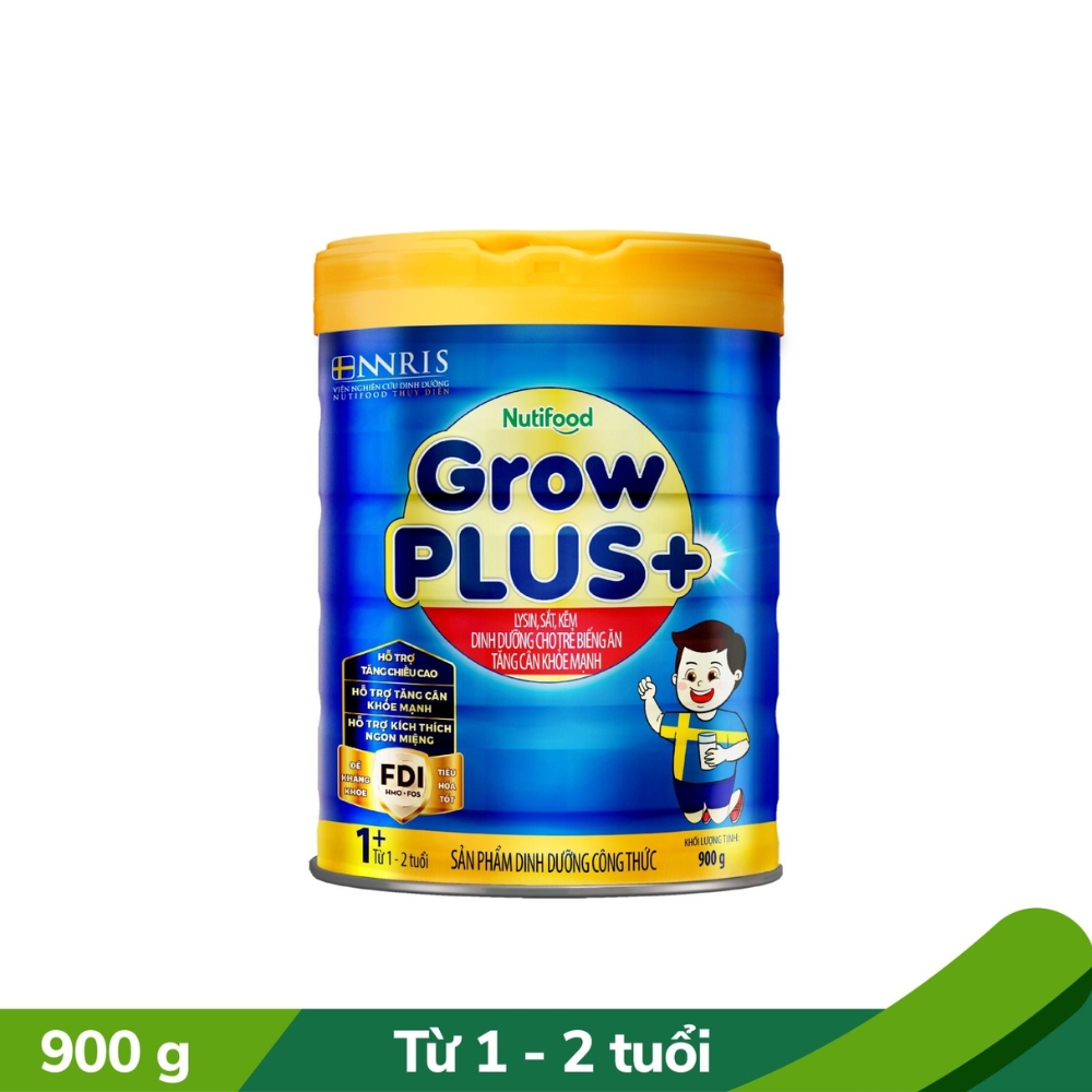 Sữa Bột Nutifood GrowPLUS+ Biếng Ăn (Xanh) lon 900g 1+ (1 - 2 tuổi)