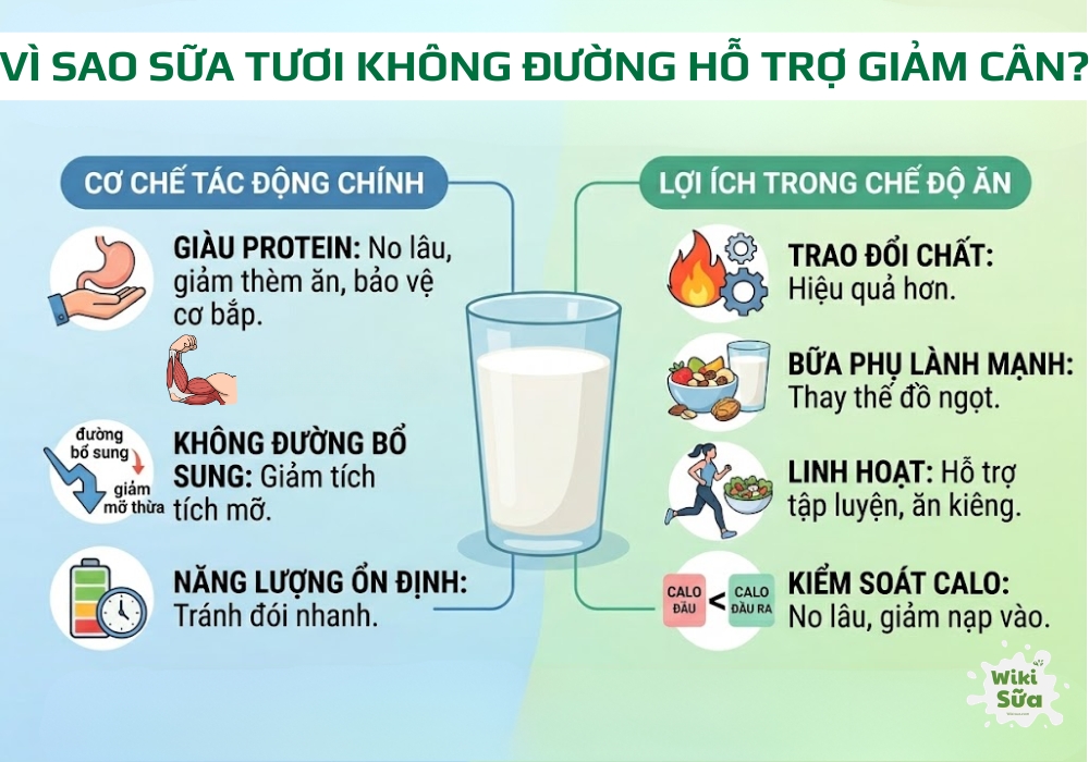 lí do sữa tươi không đường giúp giảm cân