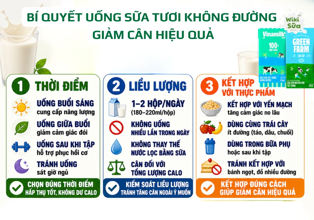 cách uống sữa tươi không đường giảm cân